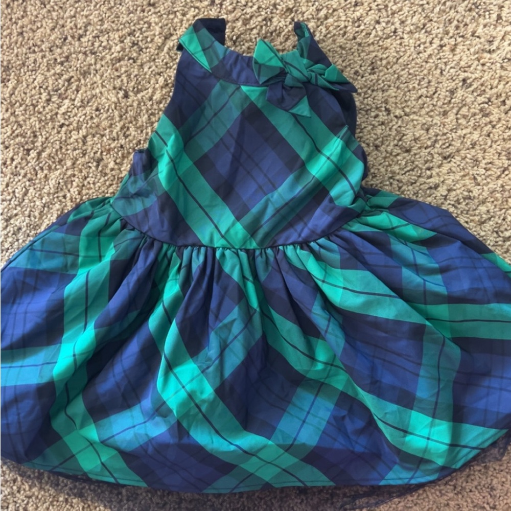 Janie and Jack Blue and Green Plaid Kids Formal Dress